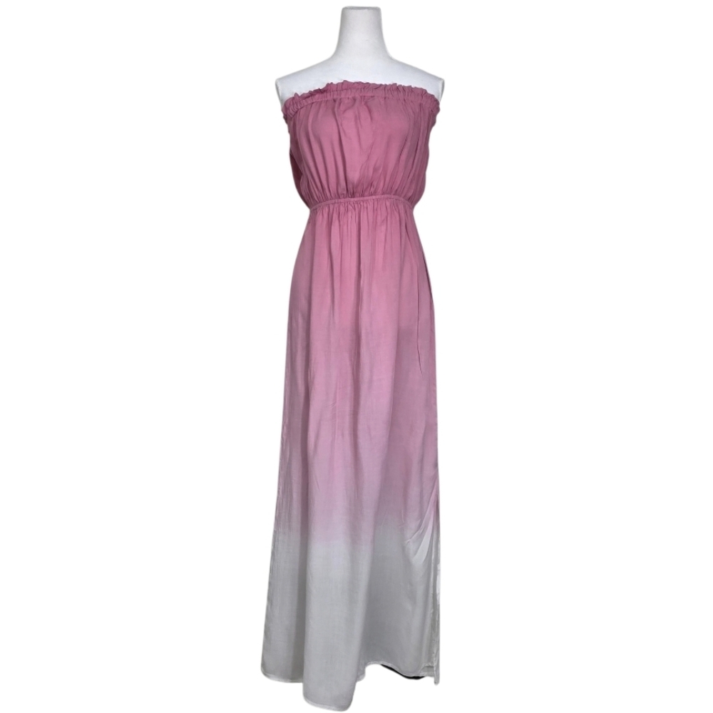 PROMESA Pink to White Ombre Strapless Maxi Dress Size Large